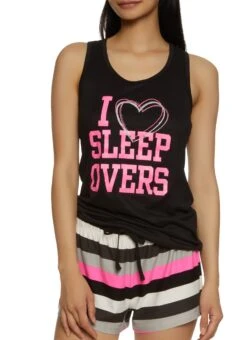 I Heart Sleepovers Pajama Tank Top And Shorts
