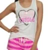 Lets Cuddle Foil Screen Pajama Tank Top And Striped Shorts