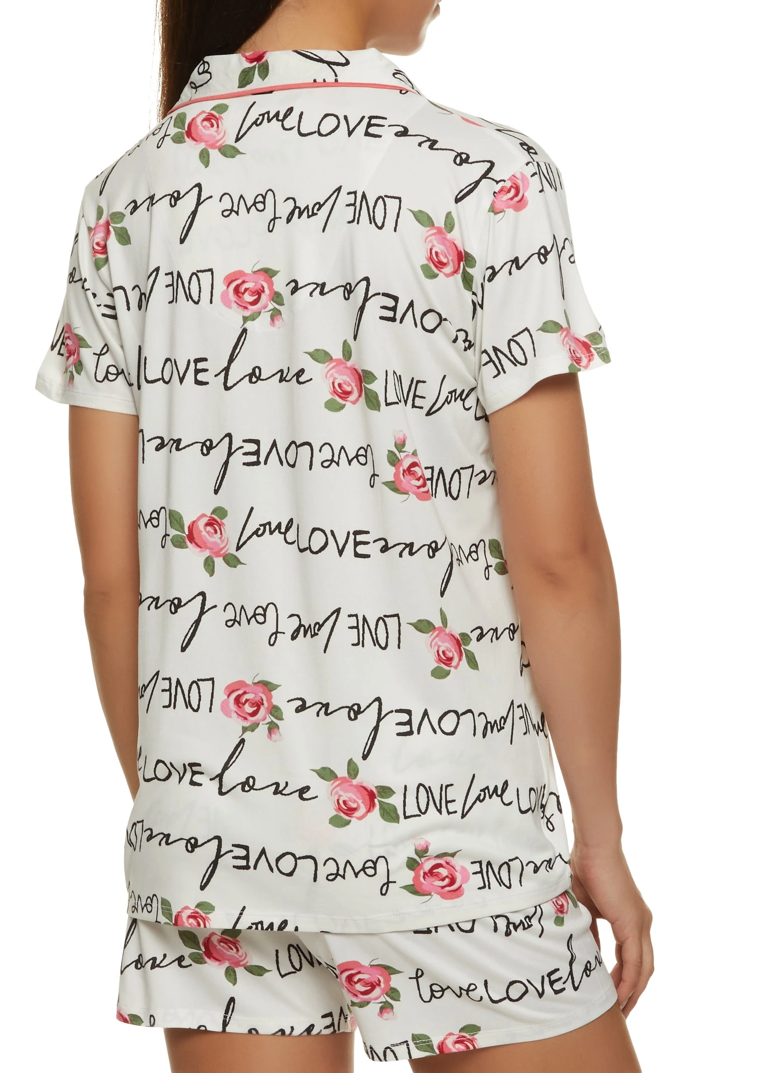 Love Print Pajama Shirt And Shorts - Image 2