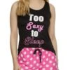 Too Sexy To Sleep Pajama Tank Top And Shorts