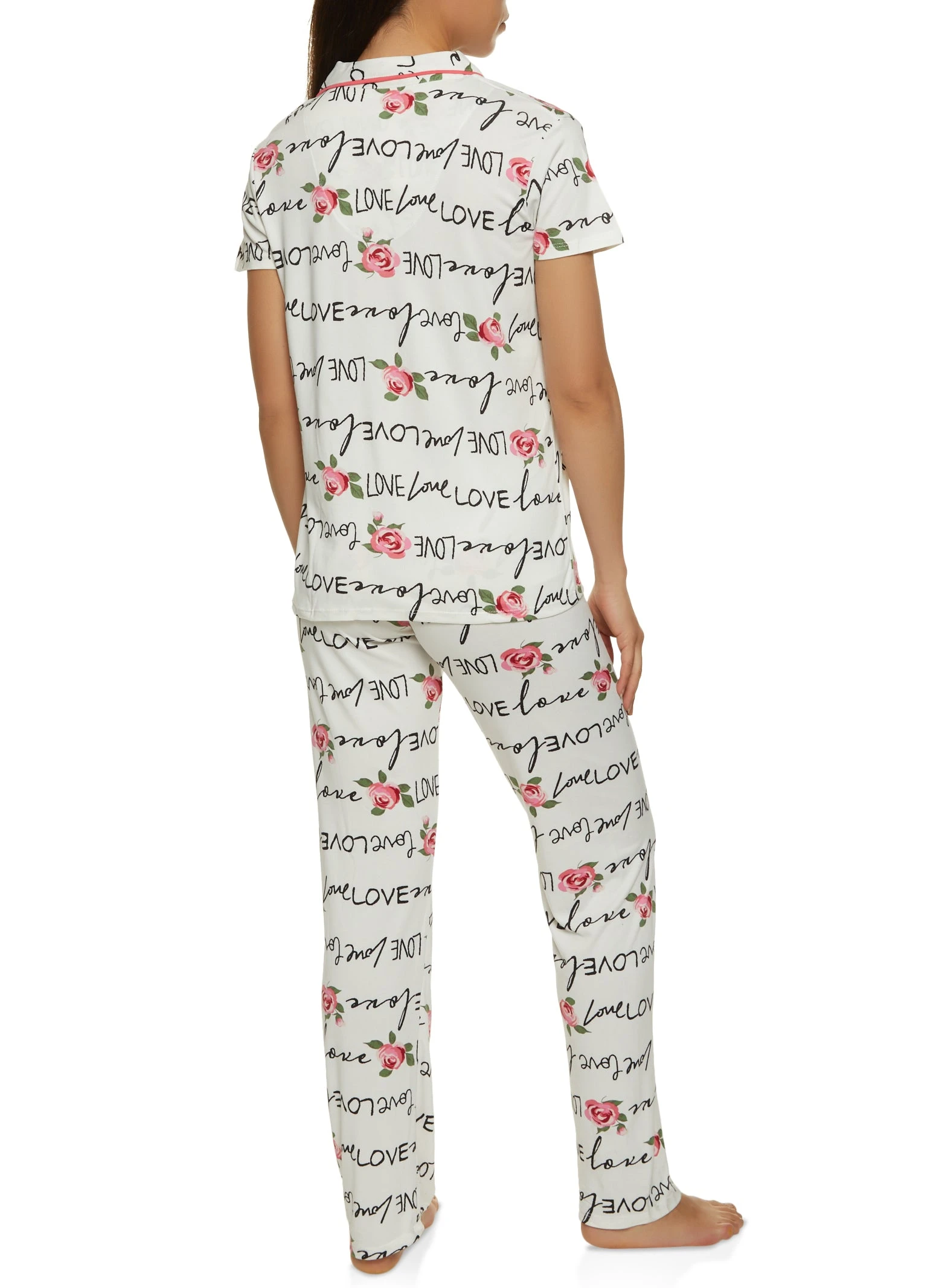 Love Print Pajama Shirt And Pants - Image 3