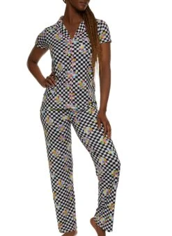 Checkered Print Pajama Shirt And Pants
