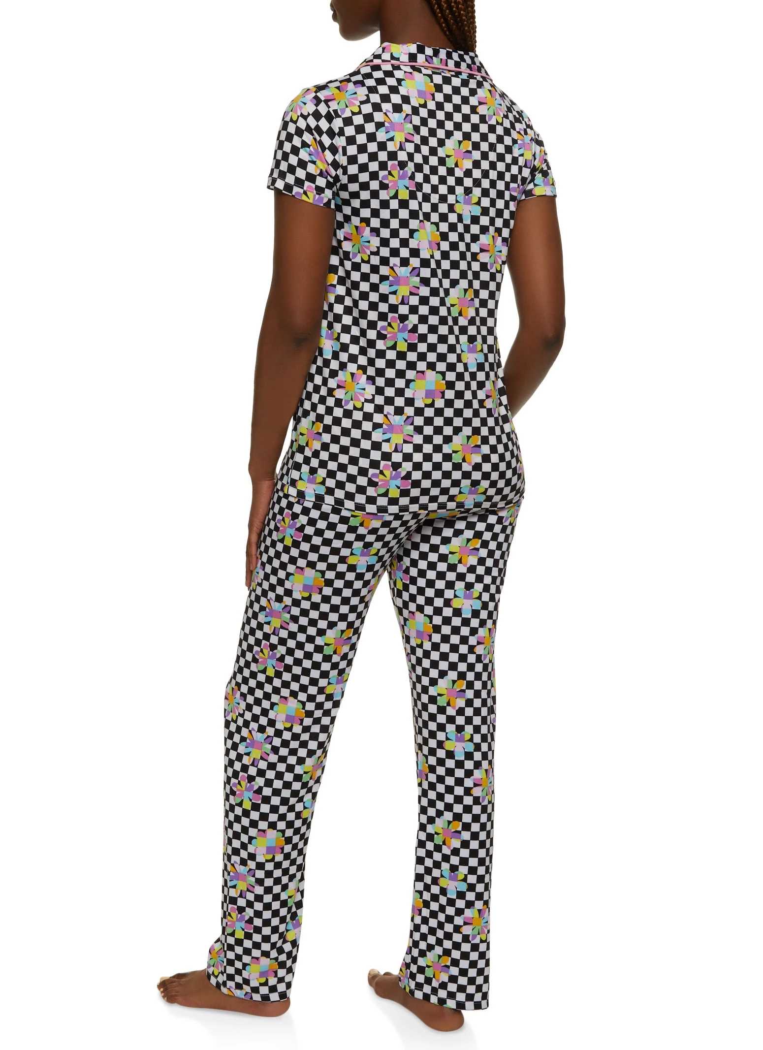Checkered Print Pajama Shirt And Pants - Image 3