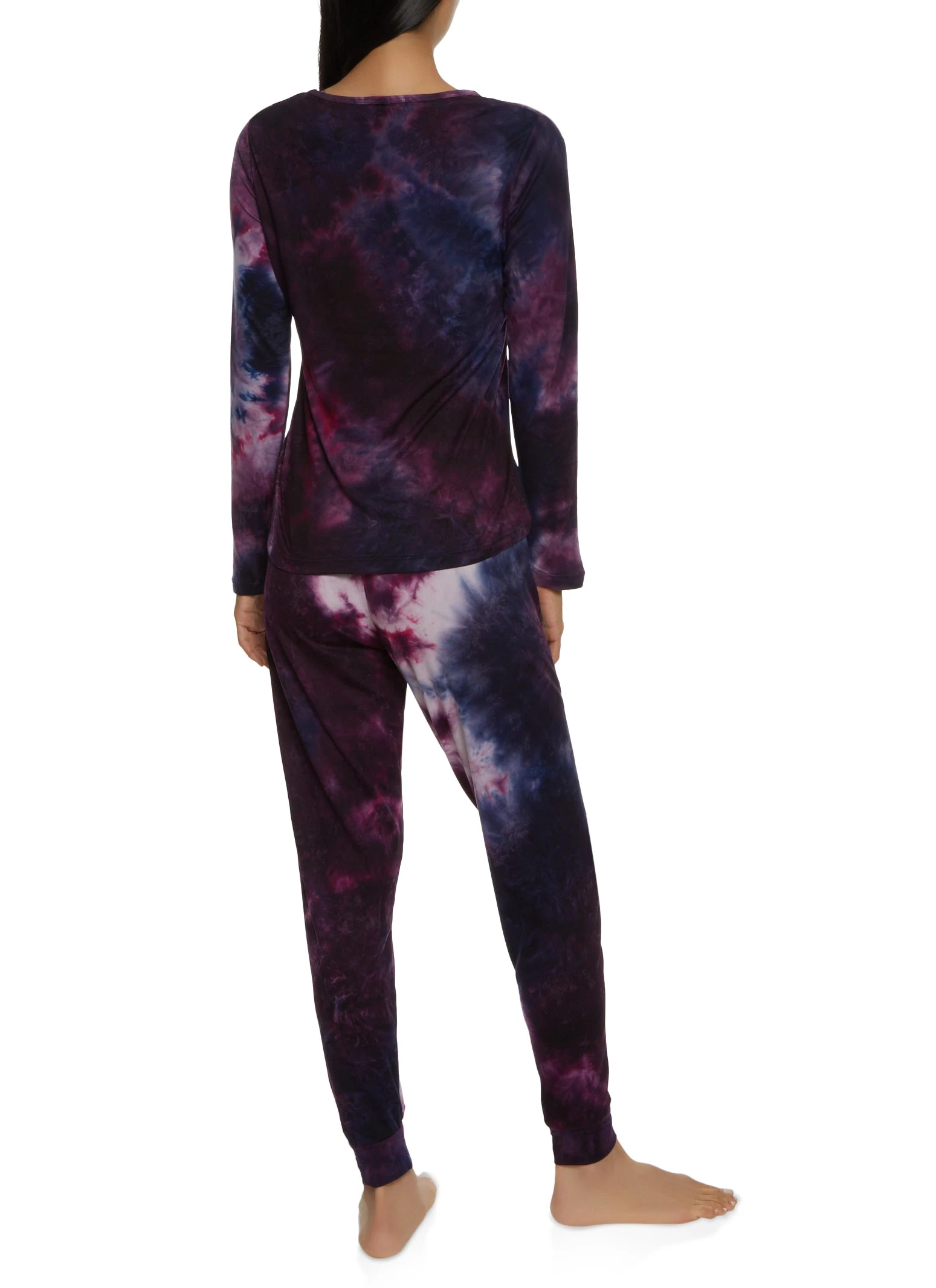 Tie Dye Long Sleeve Pajama Top And Pants Set - Image 2