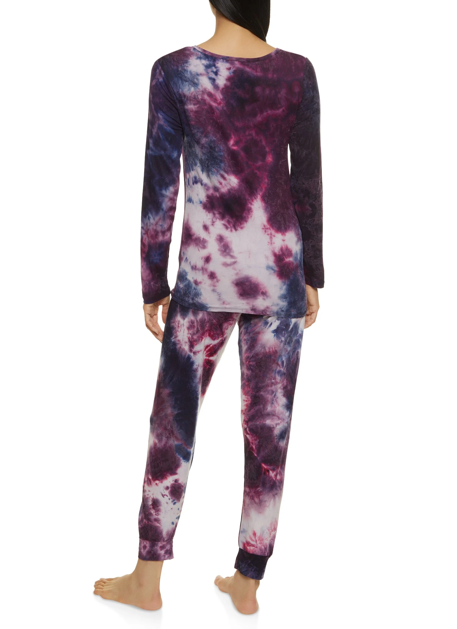 Tie Dye Long Sleeve Pajama Top And Pants Set - Image 3