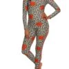 Leopard Floral Print Long Sleeve Pajama Top And Pants
