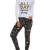 All Day Graphic Long Sleeve Pajama Top And Pants