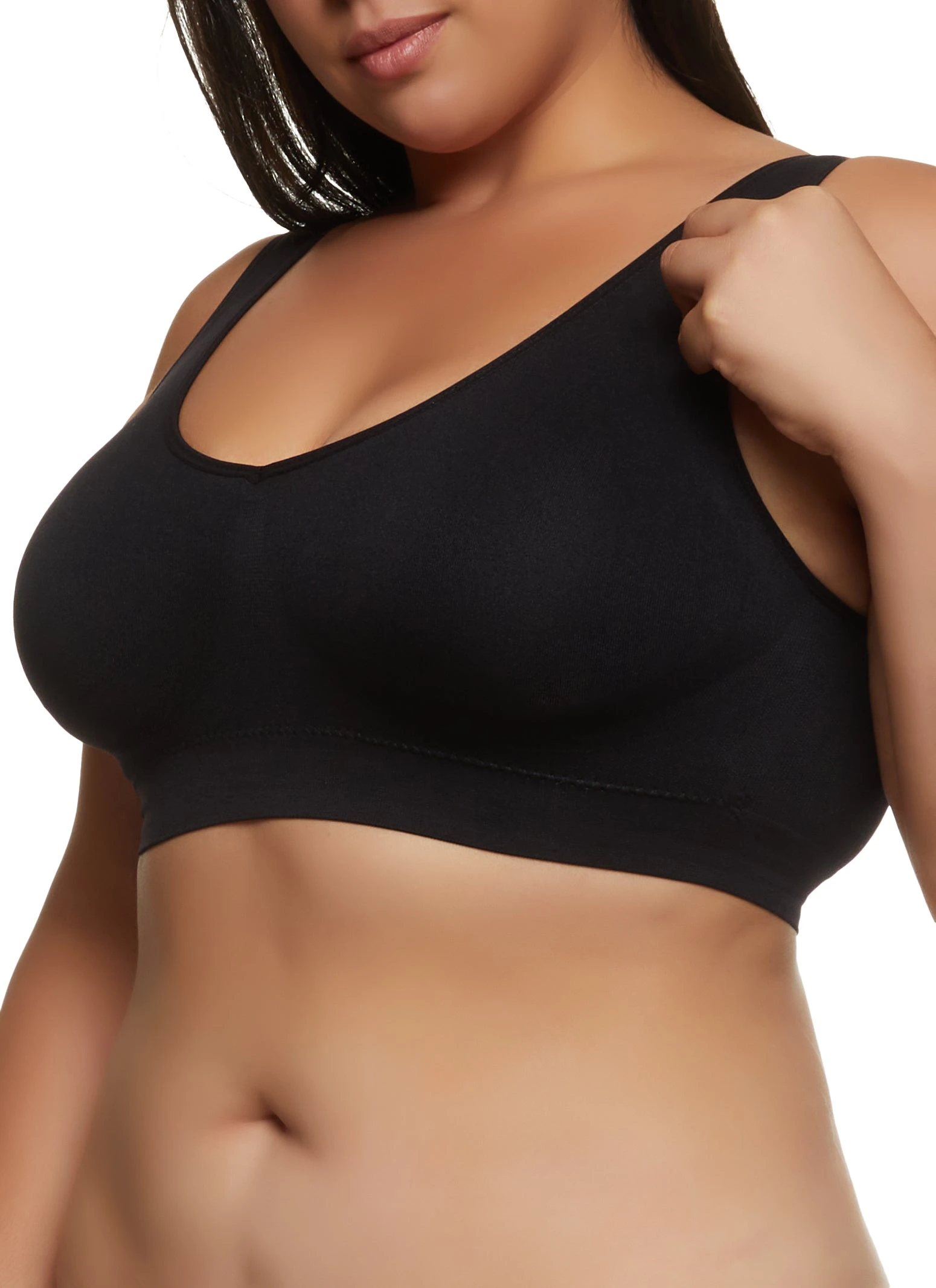 Plus Size Basic V Neck Sports Bra