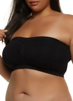Plus Size Solid Seamless Bandeau Bra