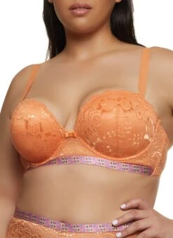 Plus Size Lace Aztec Trim Balconette Bra | Converts To Strapless