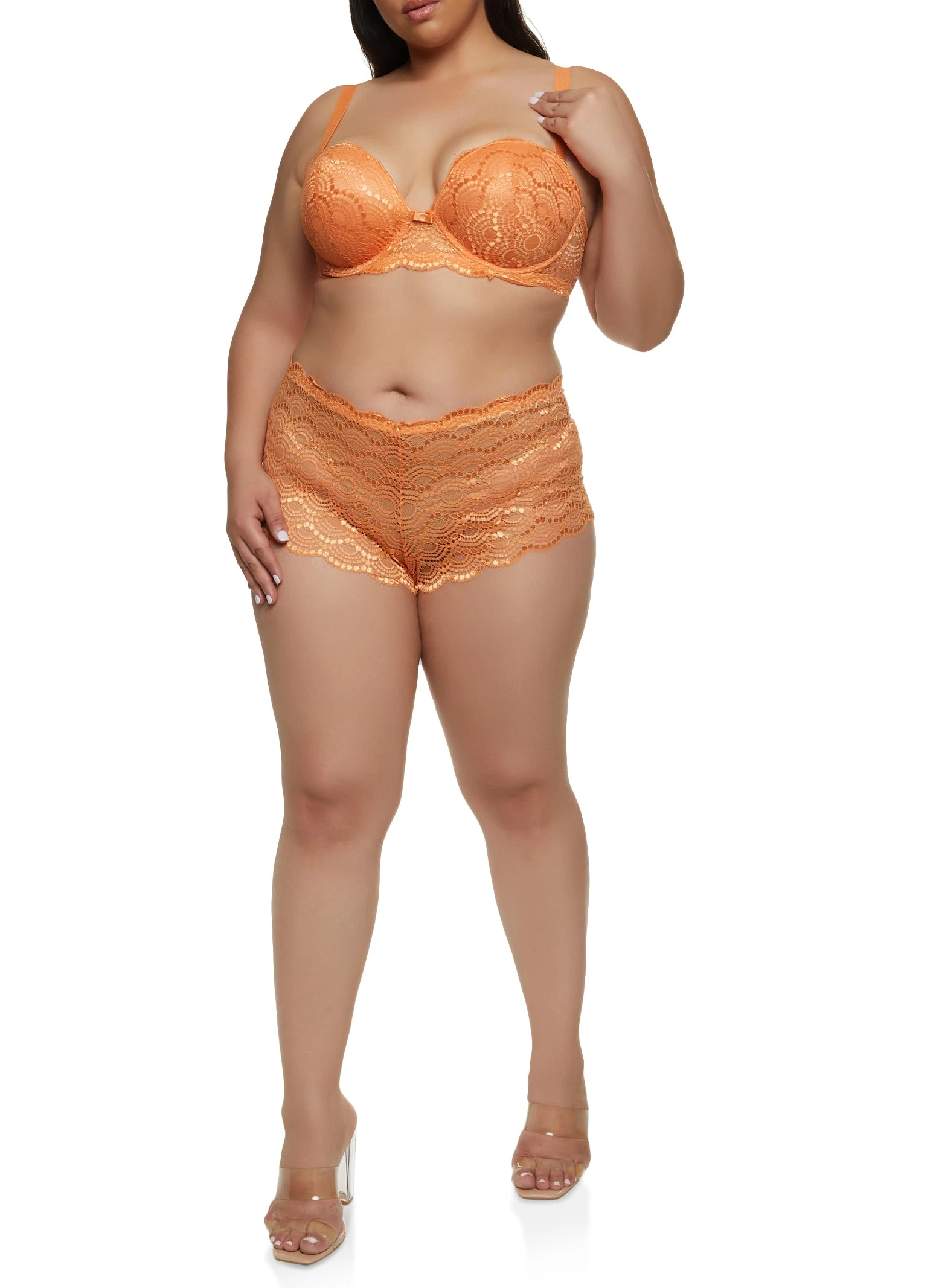 Plus Size Lace Detail Patterned Balconette Bra | Converts To Strapless - Image 2