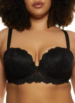 Plus Size Solid Lace Balconette Bra | Converts To Strapless