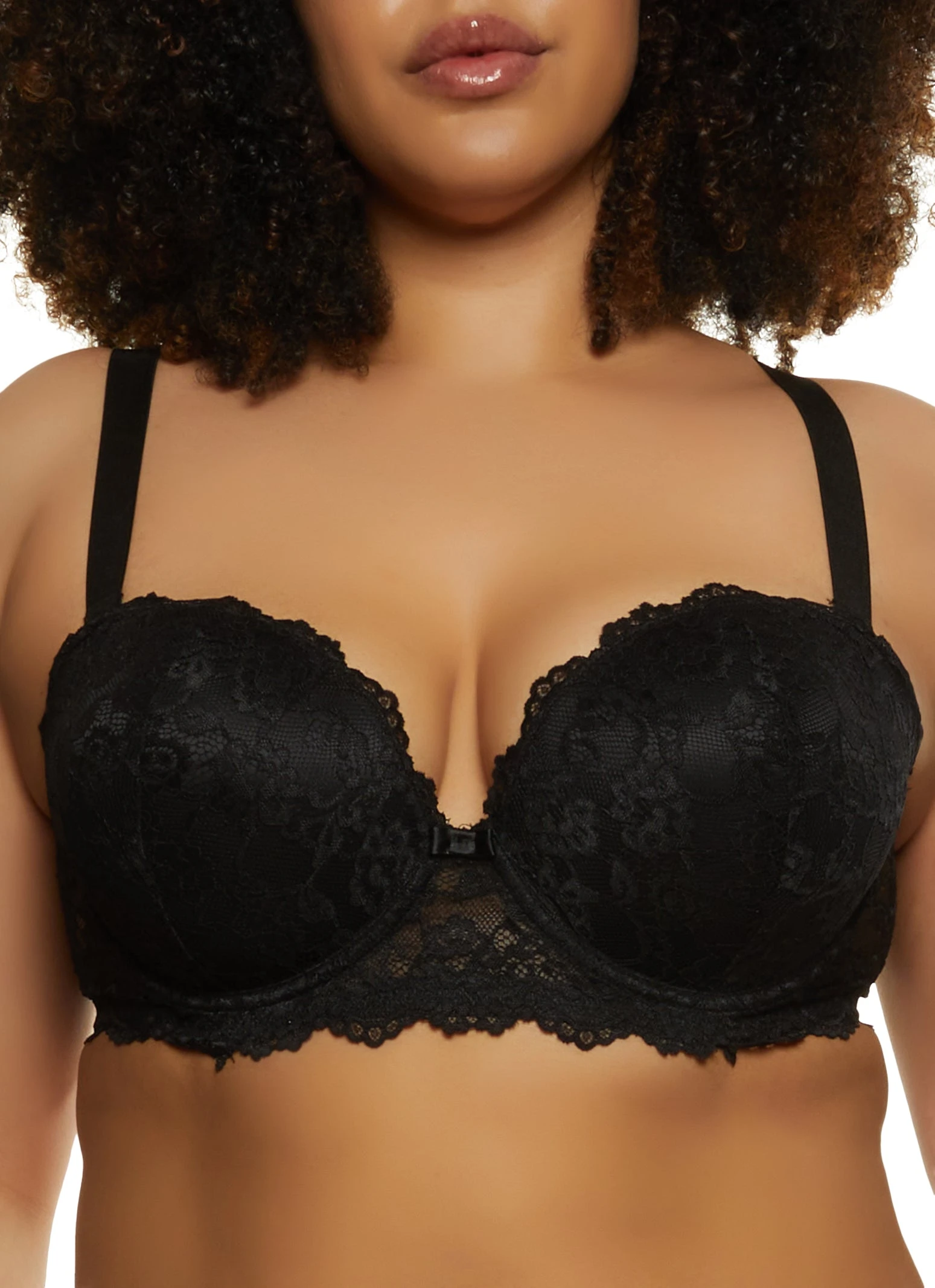Plus Size Solid Lace Balconette Bra | Converts To Strapless