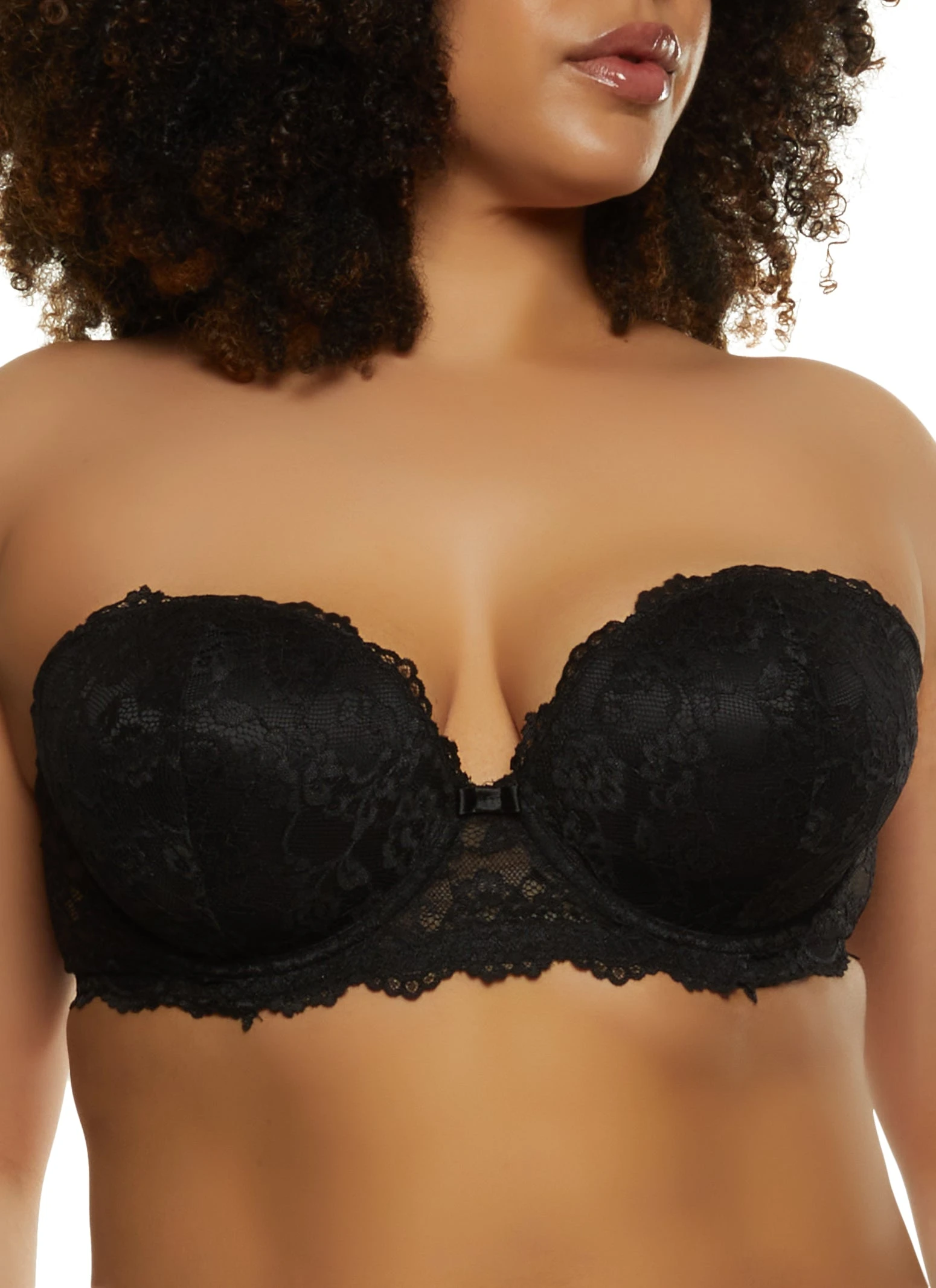 Plus Size Solid Lace Balconette Bra | Converts To Strapless - Image 3