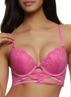 Floral Lace Caged Longline Bra