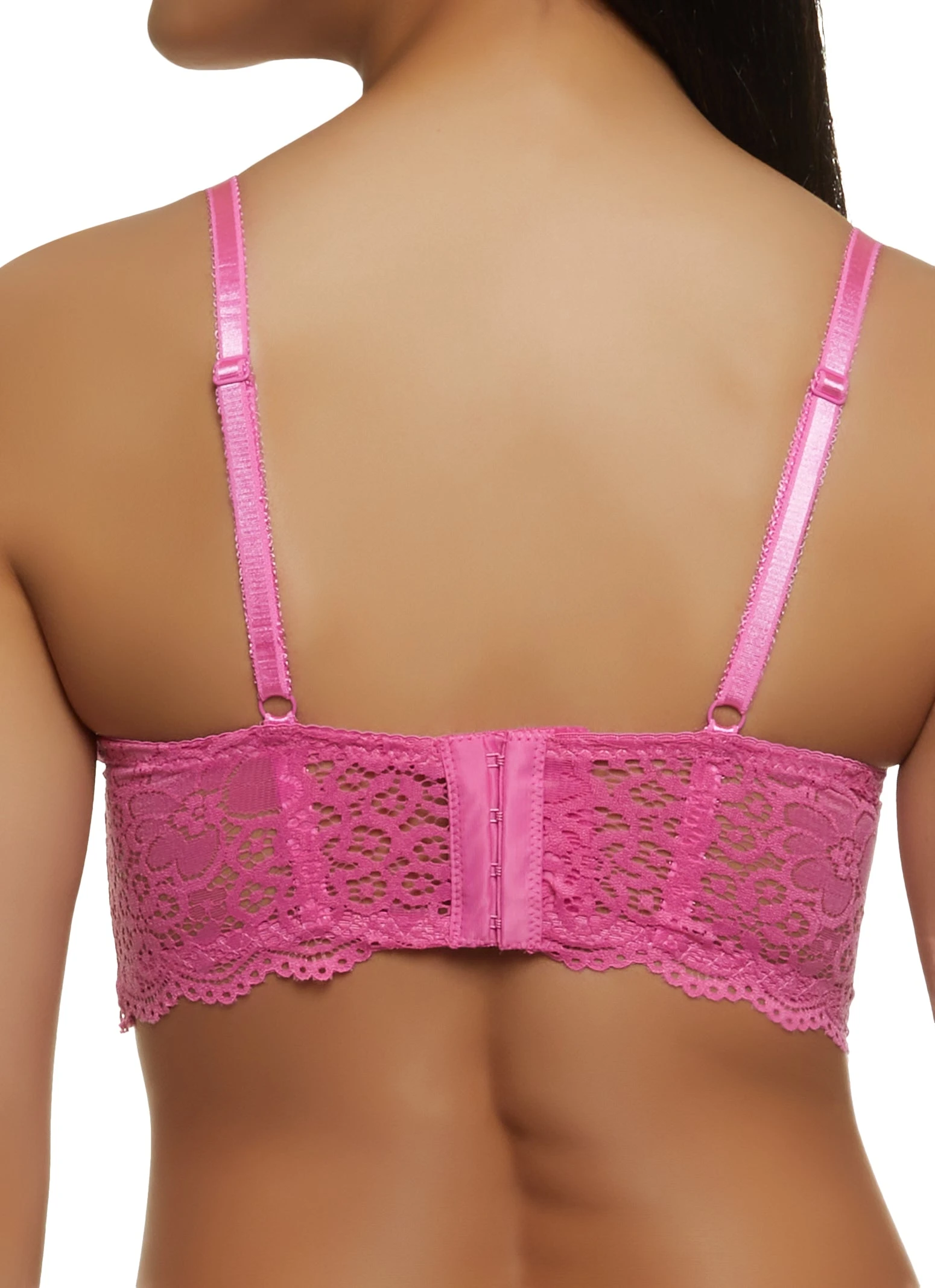 Floral Lace Caged Longline Bra - Image 3