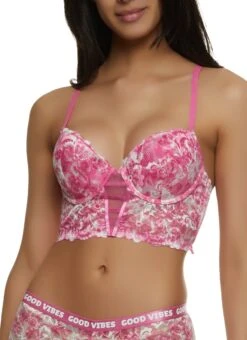 Tie Dye Caged Lace Longline Bra