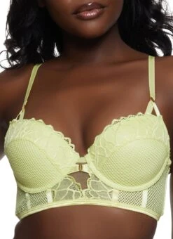 Fishnet Lace Longline Plunge Bra