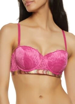 Patterned Trim Lace Balconette Bra | Converts To Strapless