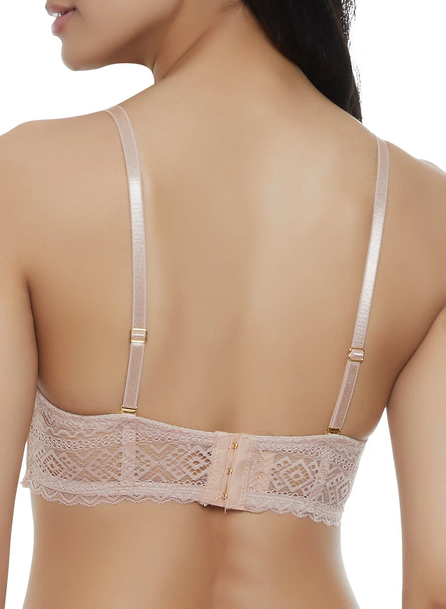 Basic Patterned Lace Plunge Bra - Image 3