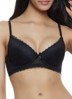 Lace Patterned Basic Plunge Bra