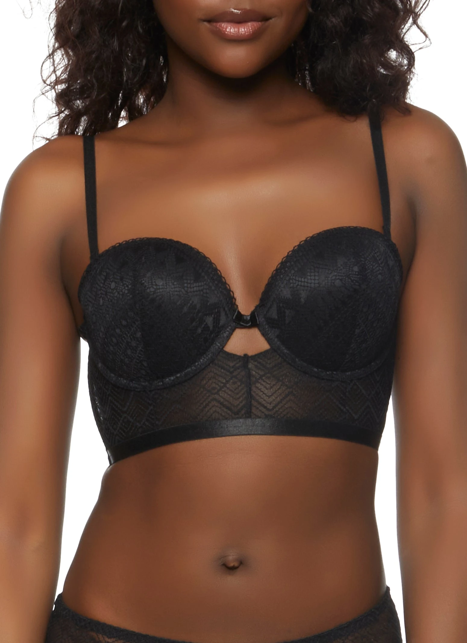 Longline Lace Cut Out Front Balconette Bra | Converts To Strapless