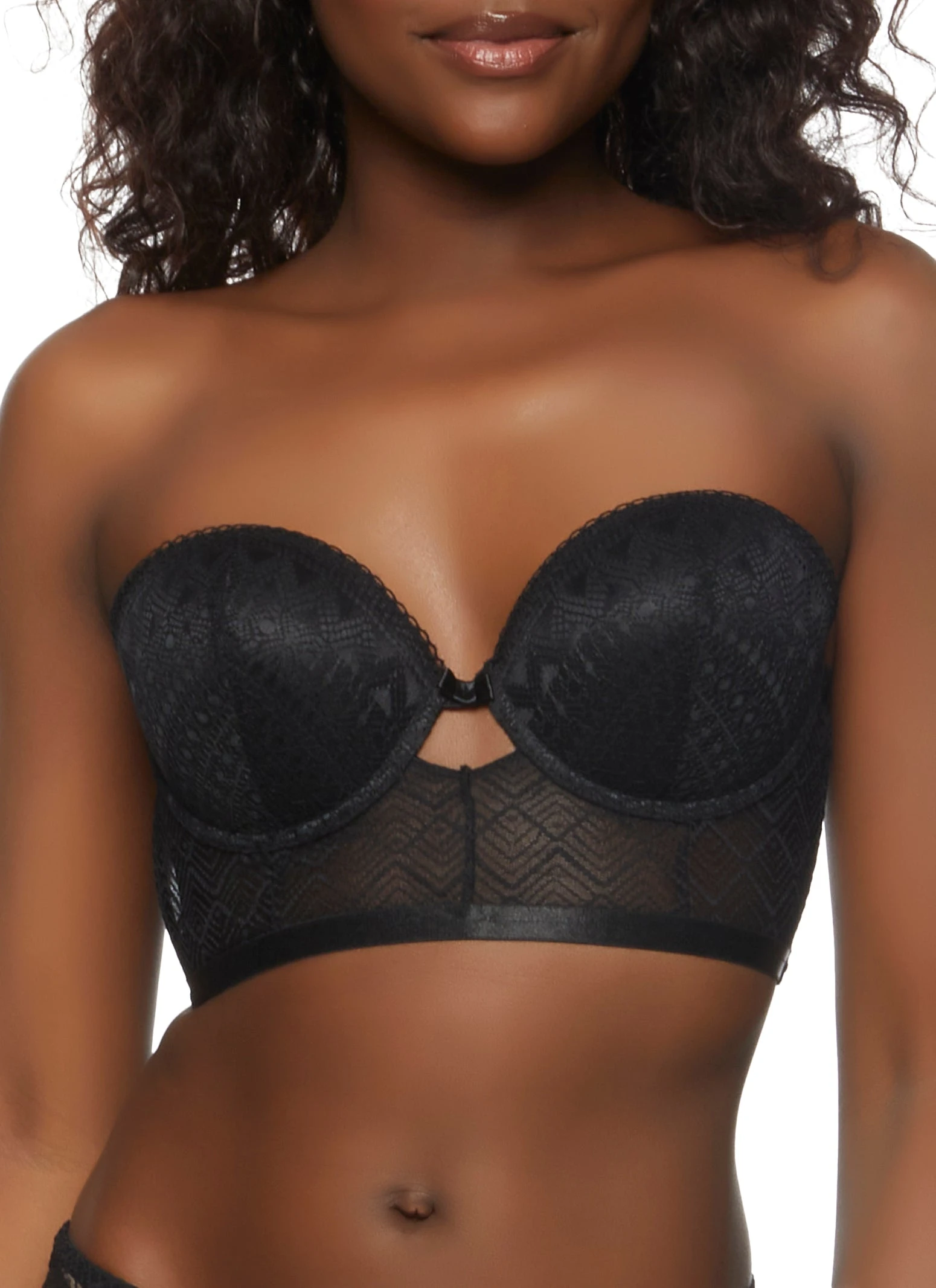 Longline Lace Cut Out Front Balconette Bra | Converts To Strapless - Image 5