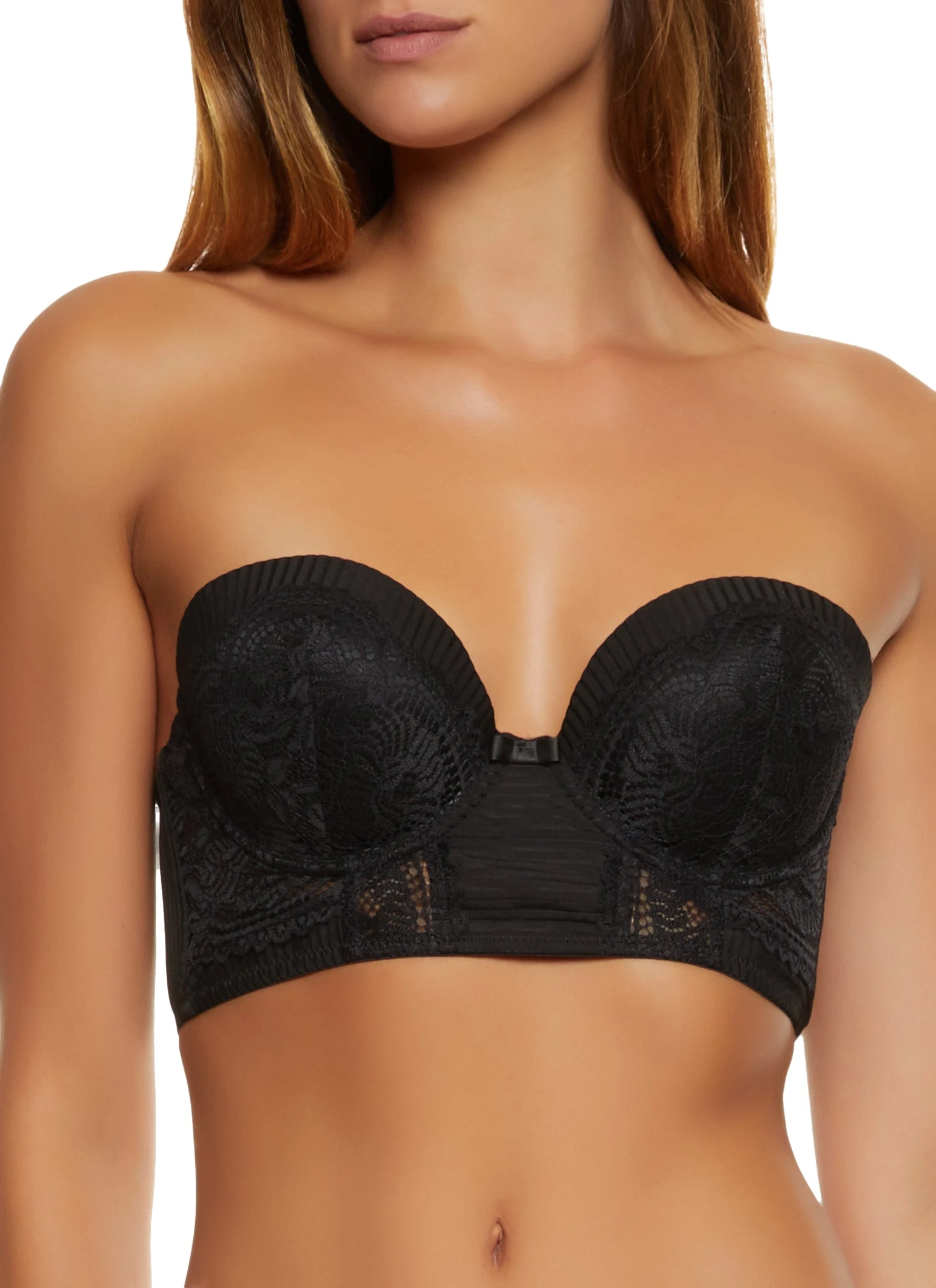 Shadow Stripe Patterned Lace Balconette Bra | Converts To Strapless - Image 3