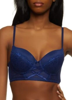 Criss Cross Caged Detail Longline Plunge Bra