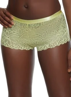Flower Lace Caged V Back Boyshort Panty