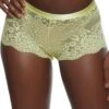 Floral Lace Solid Trim Boyshort Panty