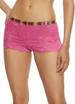 Patterned Trim Lace Boyshort Panty