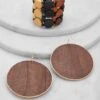 Wooden Circular Drop Earrings And Stretch Bracelet