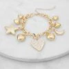 Rhinestone Heart Charm Bracelet