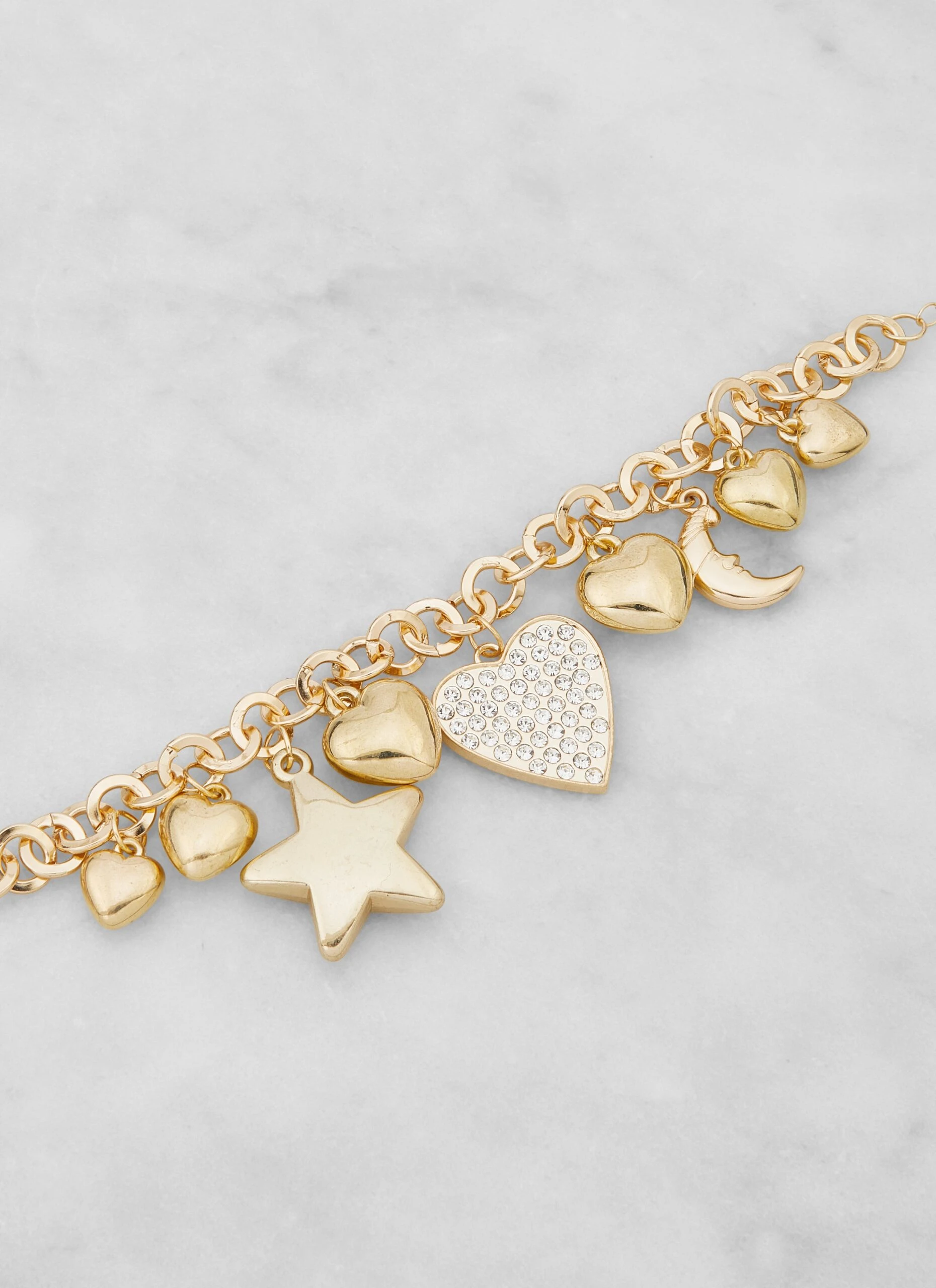 Rhinestone Heart Charm Bracelet - Image 2