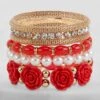 Set Of 6 Assorted Beaded Stretch Bracelets