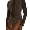 Lurex Mesh Detail Bodysuit