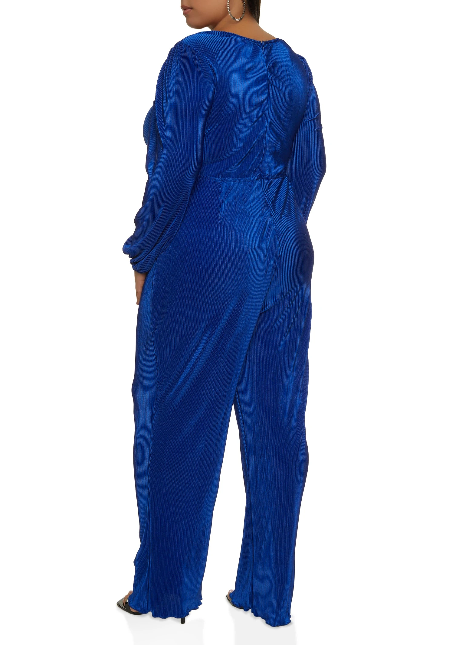 Plus Size Plisse Cut Out Plunge Jumpsuit - Image 2