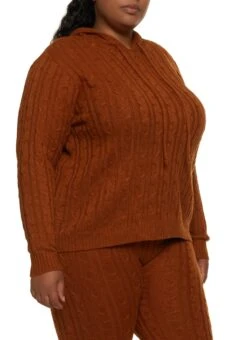 Plus Size Cable Knit Hoodie