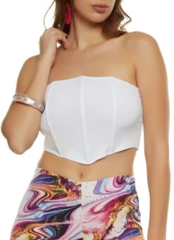 Solid Zip Back Corset Top