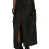 Faux Leather Toggle Drawstring Cargo Skirt