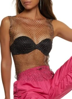 Fishnet Rhinestone Tank Top