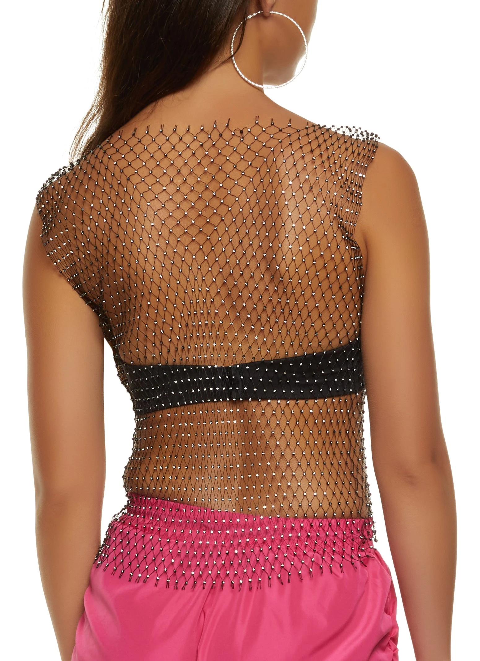 Fishnet Rhinestone Tank Top - Image 3