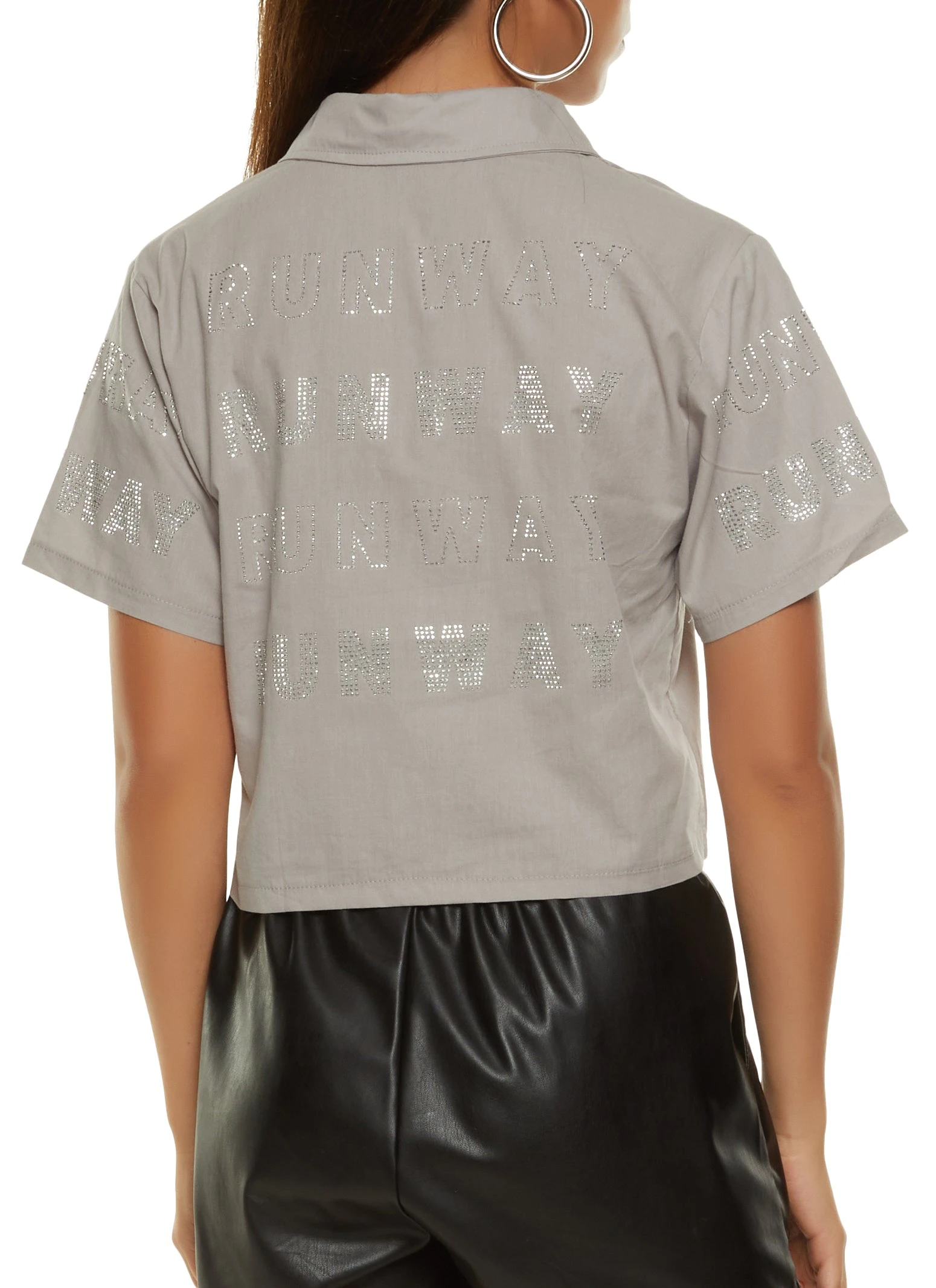 Rhinestone Runway Cropped Shirt - Image 2