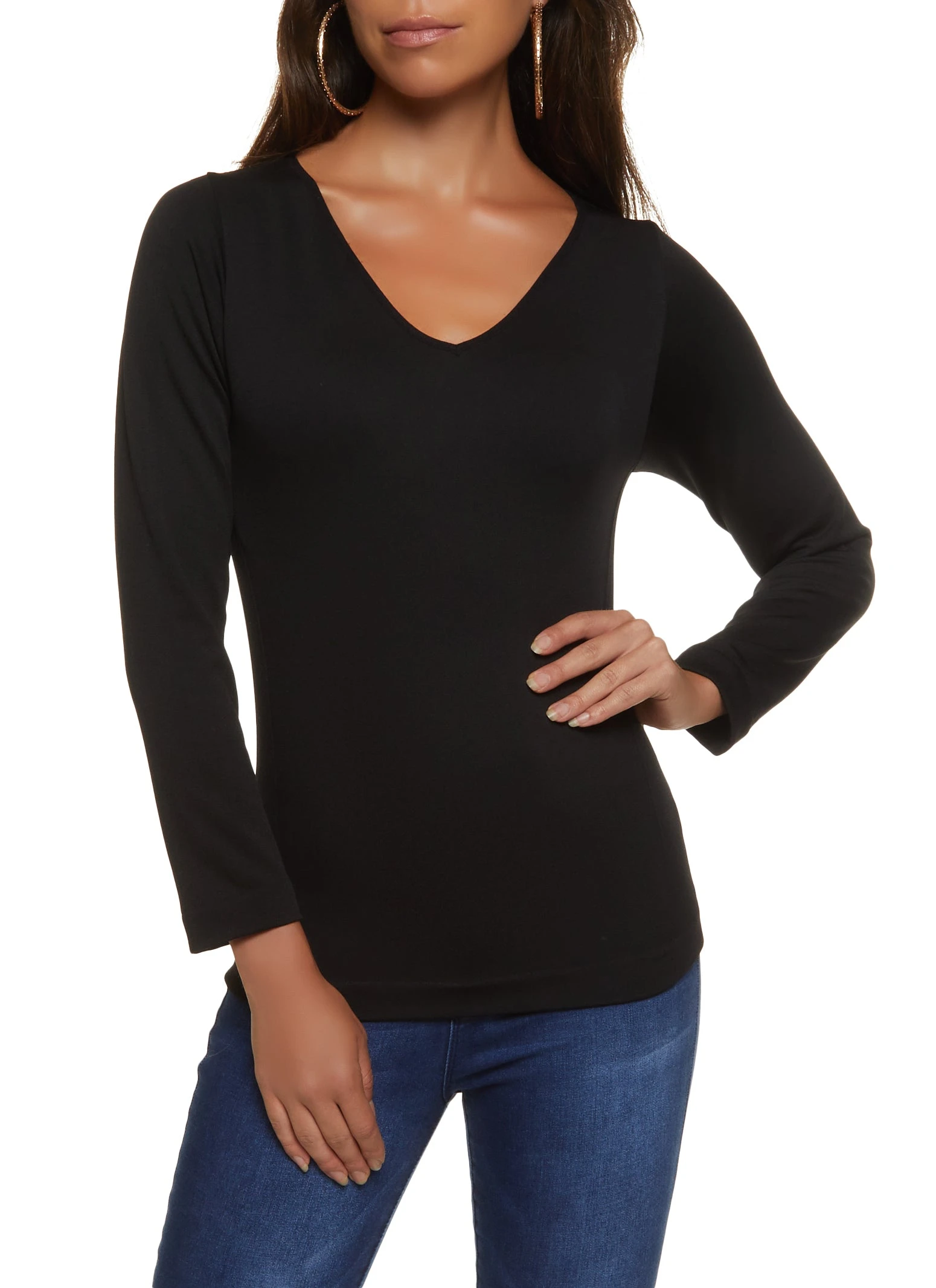 Seamless V Neck Long Sleeve Top