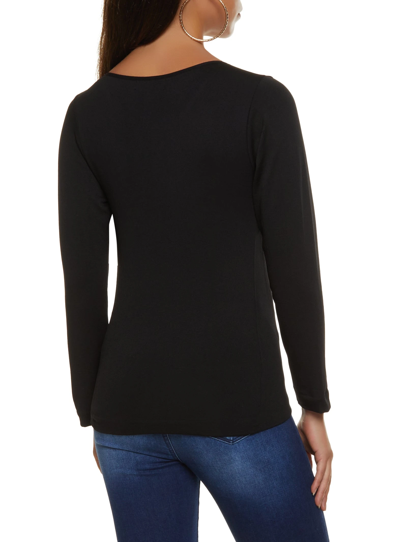 Seamless V Neck Long Sleeve Top - Image 2