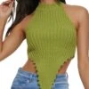 Hanky Hem Mock Neck Halter Top