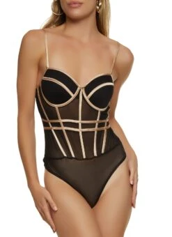 Mesh Caged Trim Bodysuit