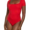 Solid Short Sleeve Square Neck Bodysuit