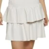 Faux Leather Smocked Waist Layered Skirt